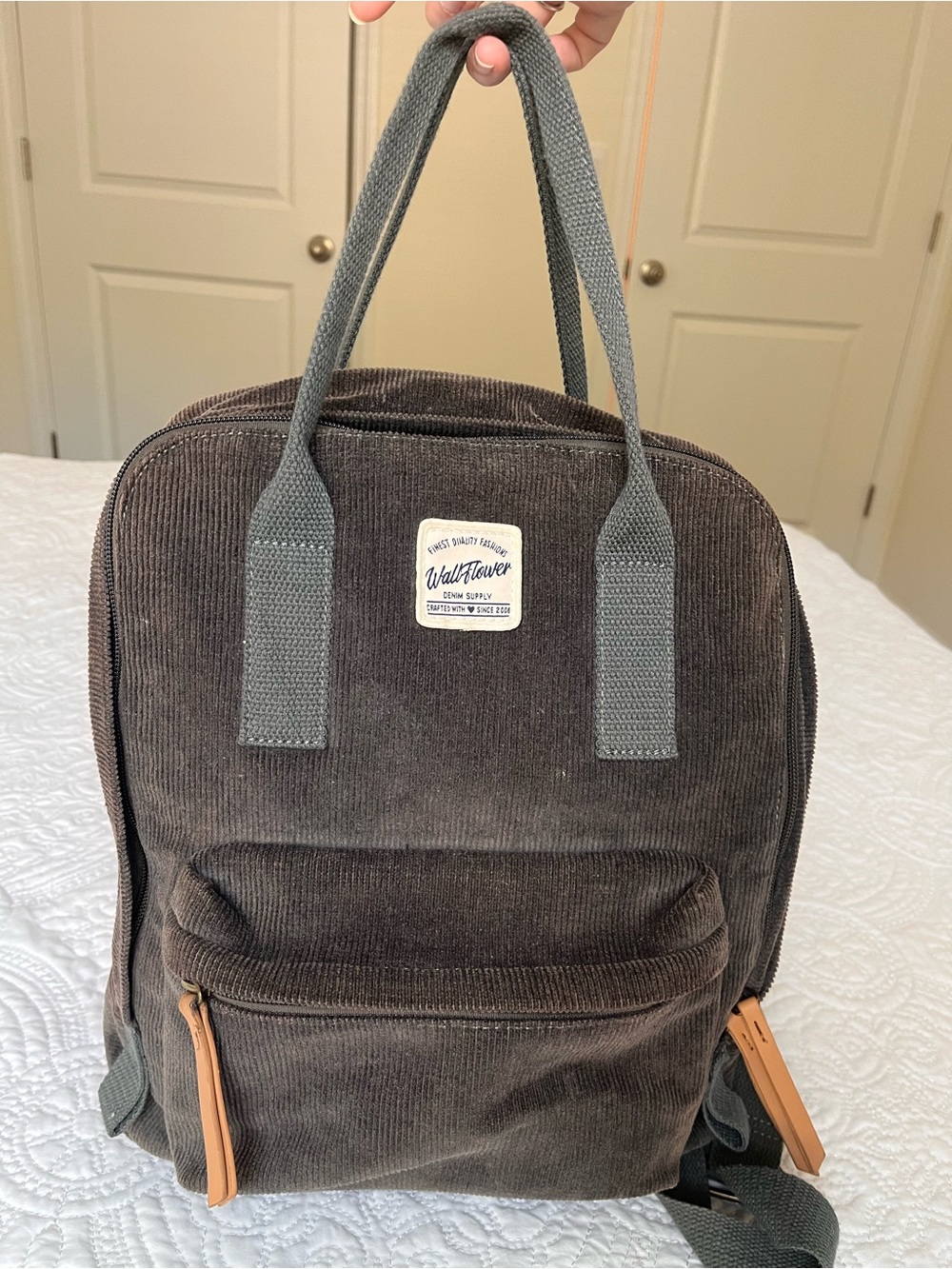 Wallflower Corduroy Gray Backpack Tote
